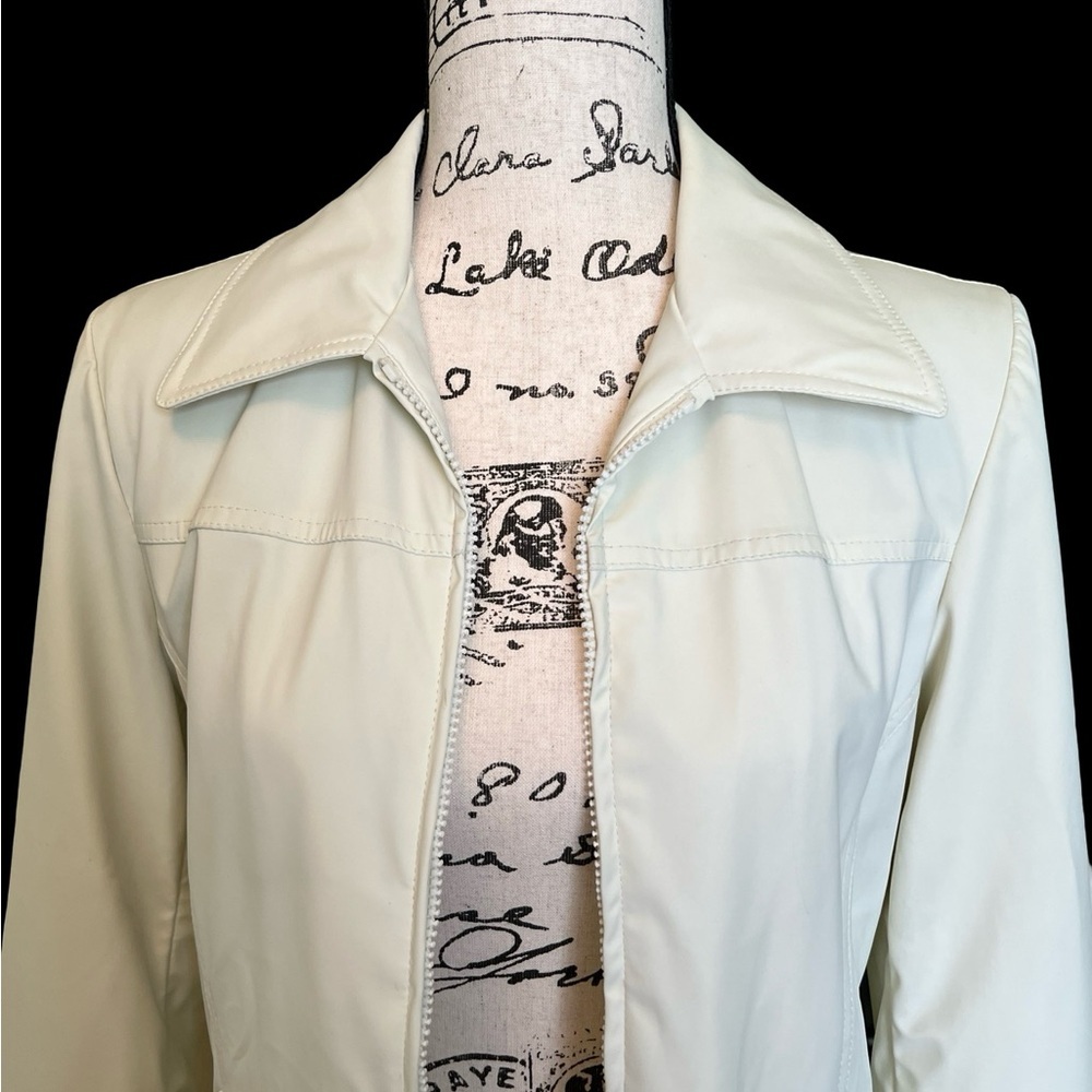 Giacca Gallery White Tie at Waist Lightweight Lined Zipper Safari Jacket S - Picture 5 of 10